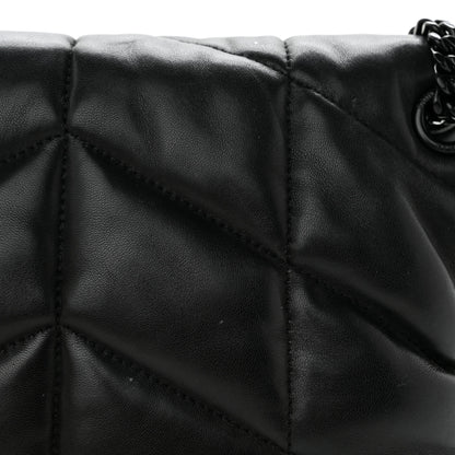 Saint Laurent Lambskin Quilted Monogram Monochrome Medium Loulou Puffer Chain Satchel Black 15 of 17