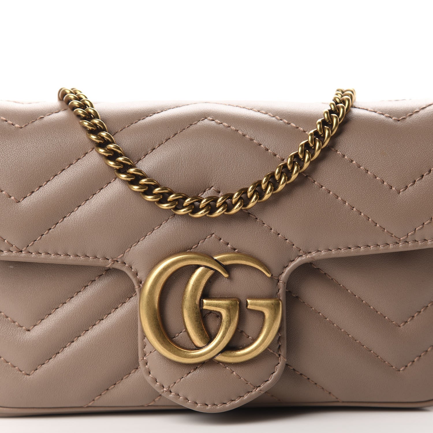 Gucci Calfskin Matelasse Super Mini GG Marmont Shoulder Bag Porcelain Rose 10 of 10