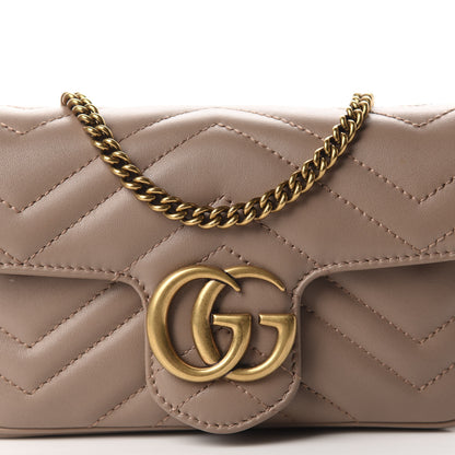 Gucci Calfskin Matelasse Super Mini GG Marmont Shoulder Bag Porcelain Rose 10 of 10