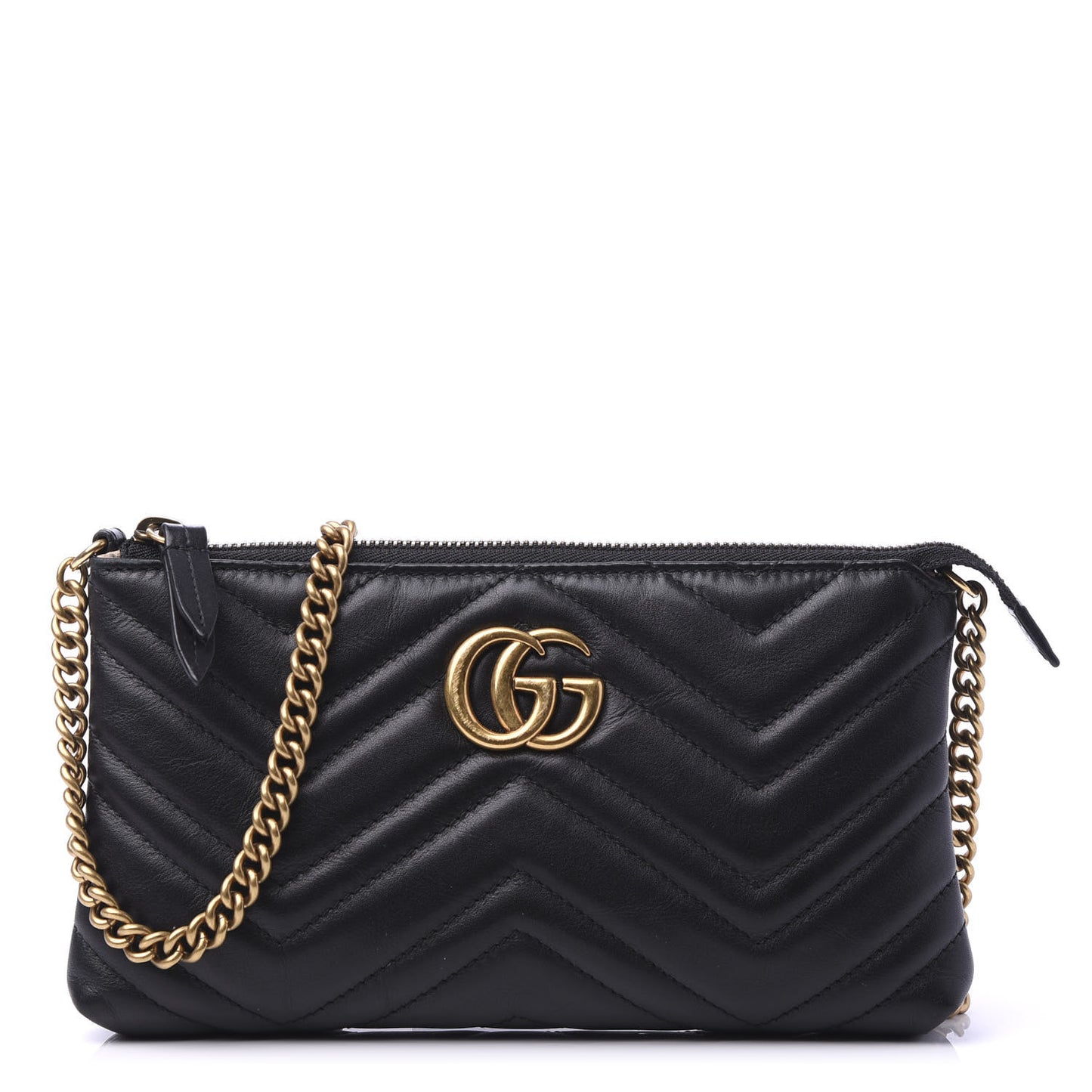 Calfskin Matelasse Mini GG Marmont Chain Bag Black