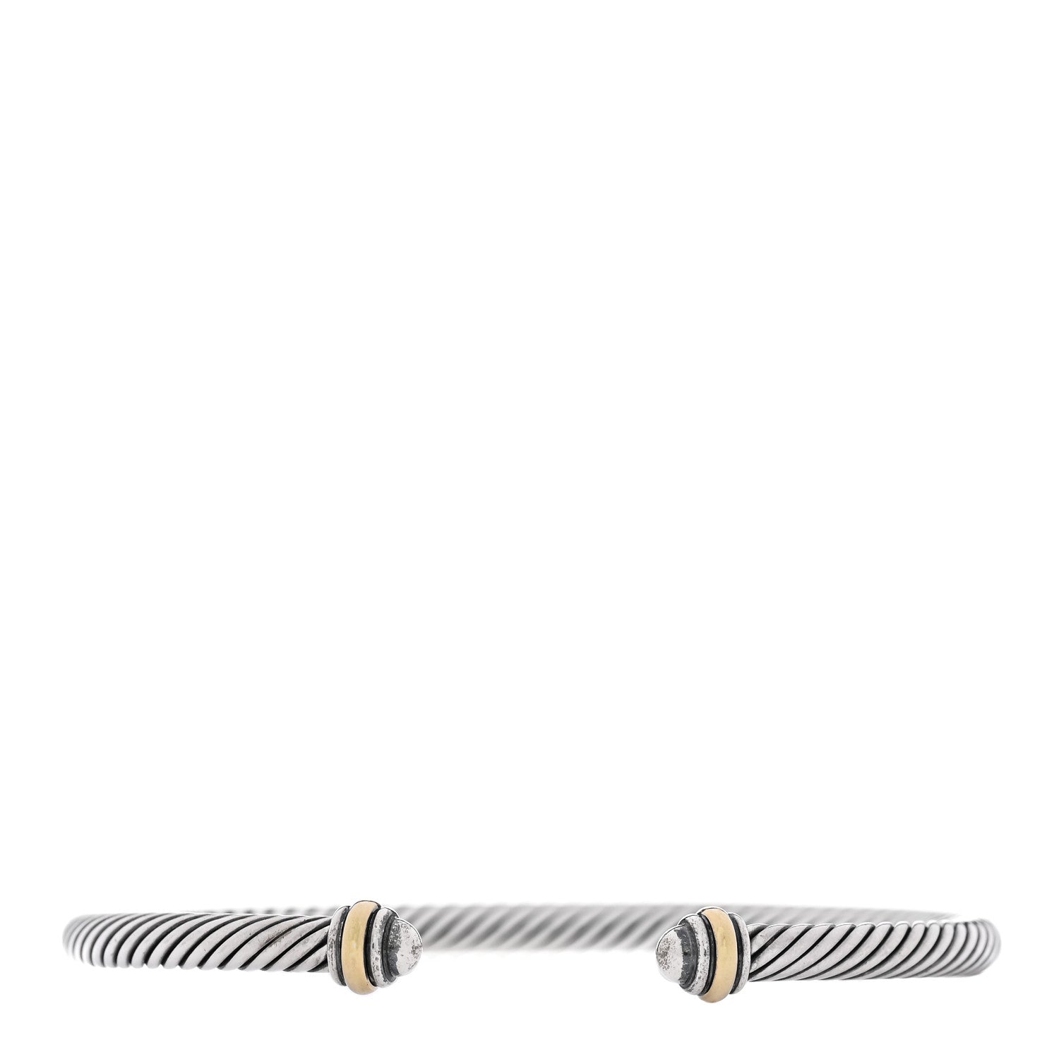 David Yurman Sterling Silver 18K Yellow Gold 4mm Cable Classics Bracelet 1 of 4