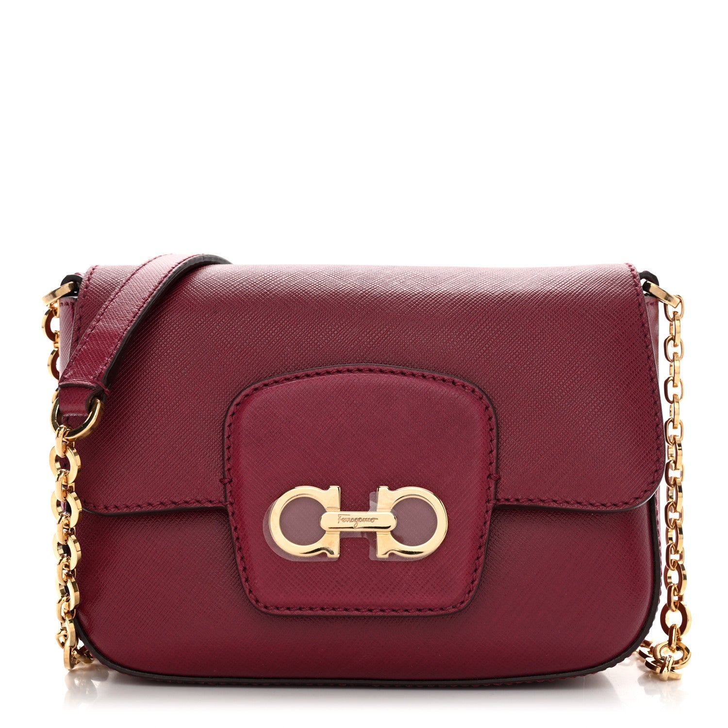 Salvatore Ferragamo Saffiano Paris Crossbody Bag Wine 1 of 11