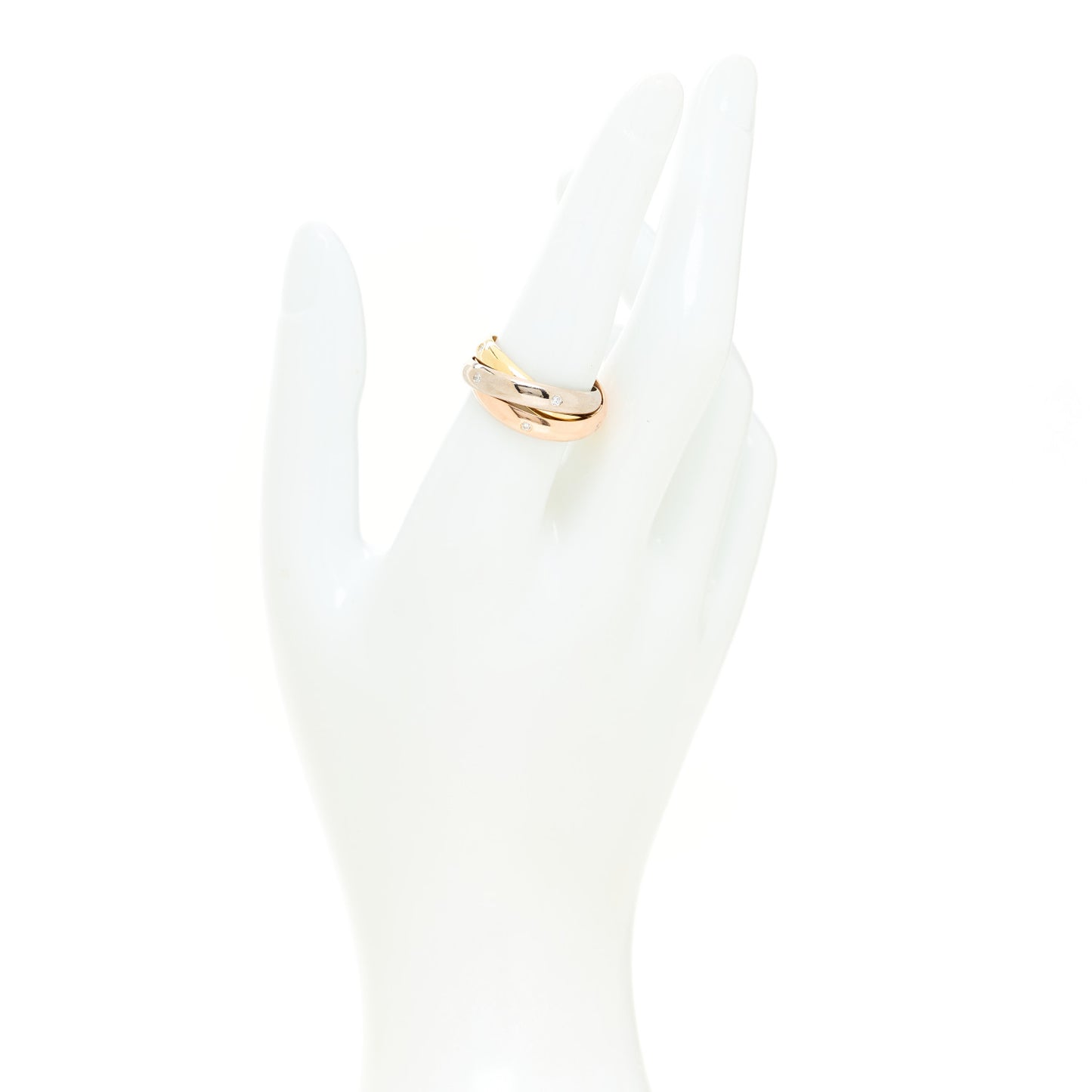 18K Pink Yellow White Gold Diamond Medium Trinity Ring 55 7.25