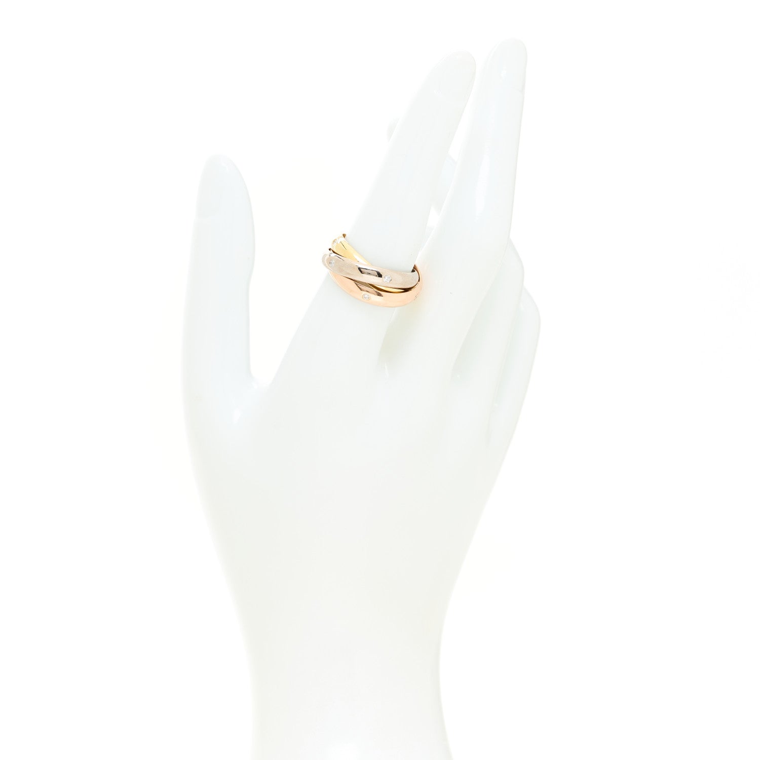 Cartier 18K Pink Yellow White Gold Diamond Medium Trinity Ring 55 7.25 2 of 5