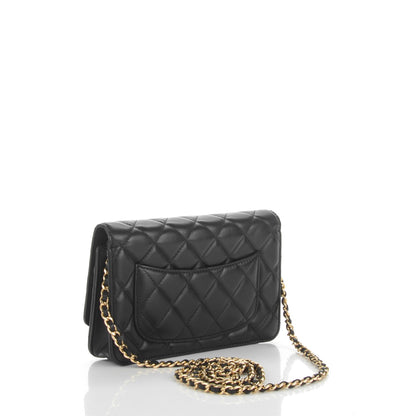 Chanel Lambskin Quilted Wallet On Chain WOC Black 3 of 8