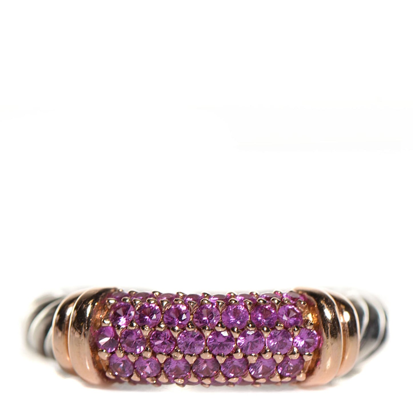 Sterling Silver 18K Rose Gold Pink Sapphire Cable Candy Metro Ring 7.25