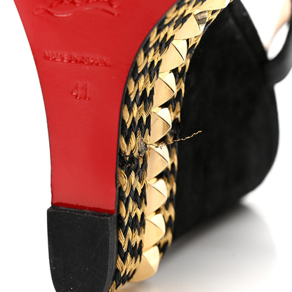 Christian Louboutin Calfskin Suede Cataclou 140 Wedge Sandals 41 Black 8 of 8