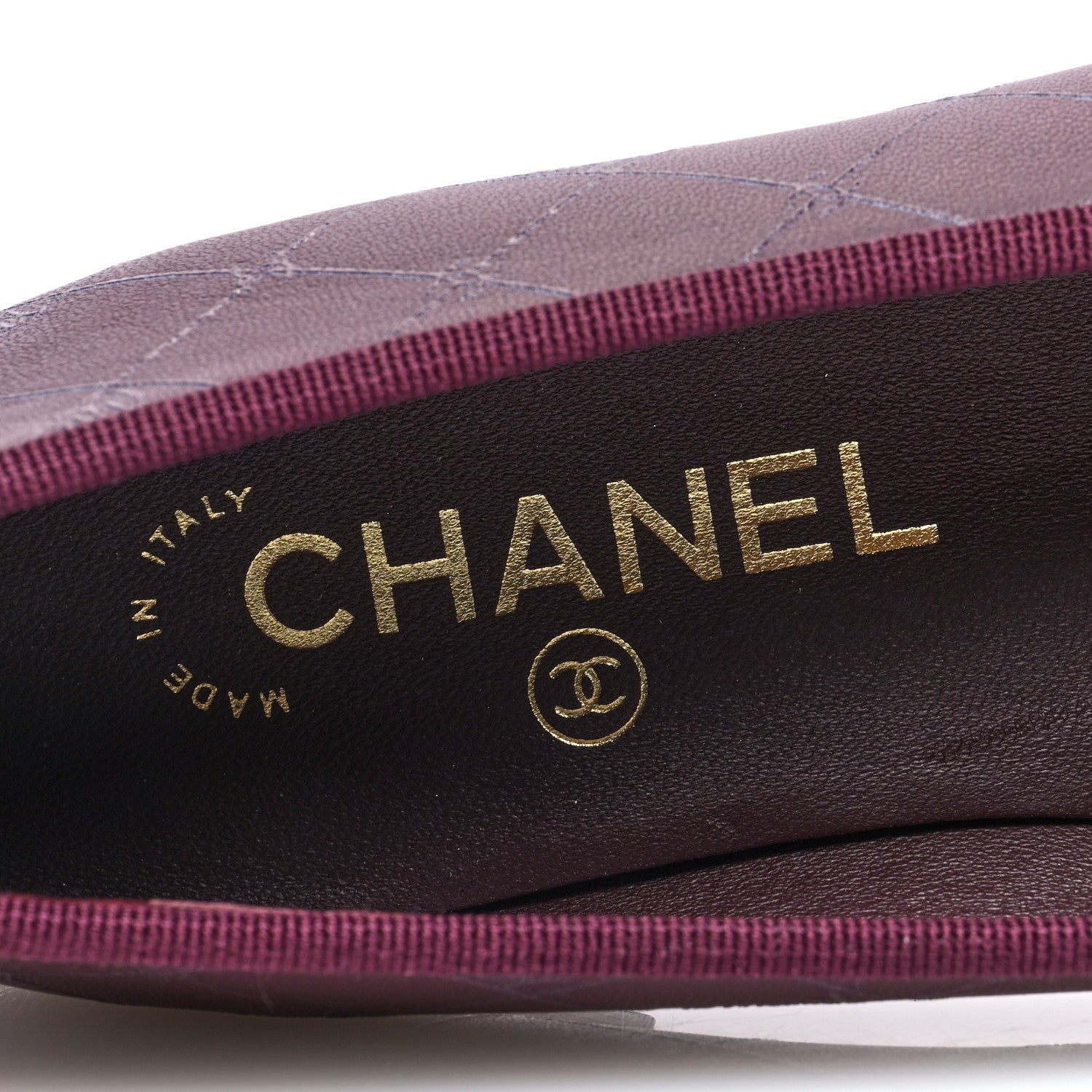 Chanel Printed Lambskin Patent CC Cap Toe Ballerina Flats 36 Burgundy Black 6 of 9