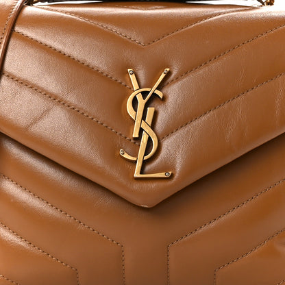 Saint Laurent Calfskin Y Quilted Monogram Small Loulou Chain Satchel Dark Natural 9 of 12