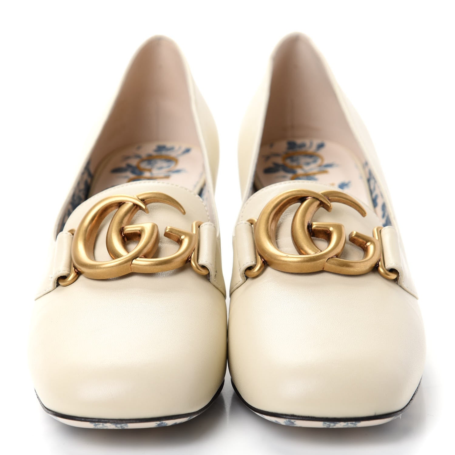 Gucci Malaga Kid GG Victoire 55mm Loafer Pumps 39.5 Vintage White 2 of 10