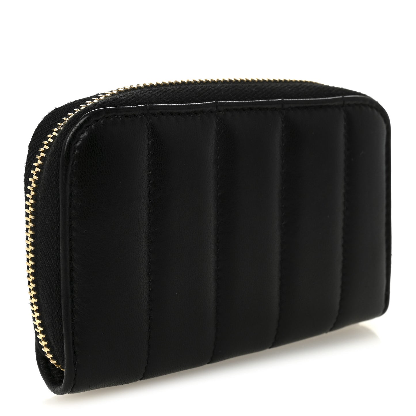 Lambskin Matelasse Monogram Vicky Zip Around Card Holder Black