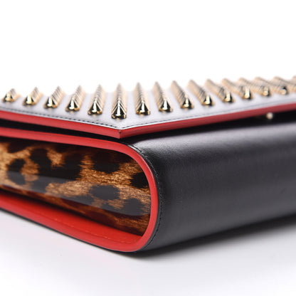 Christian Louboutin Calfskin Patent Leopard Spikes Paloma Clutch Black 8 of 11