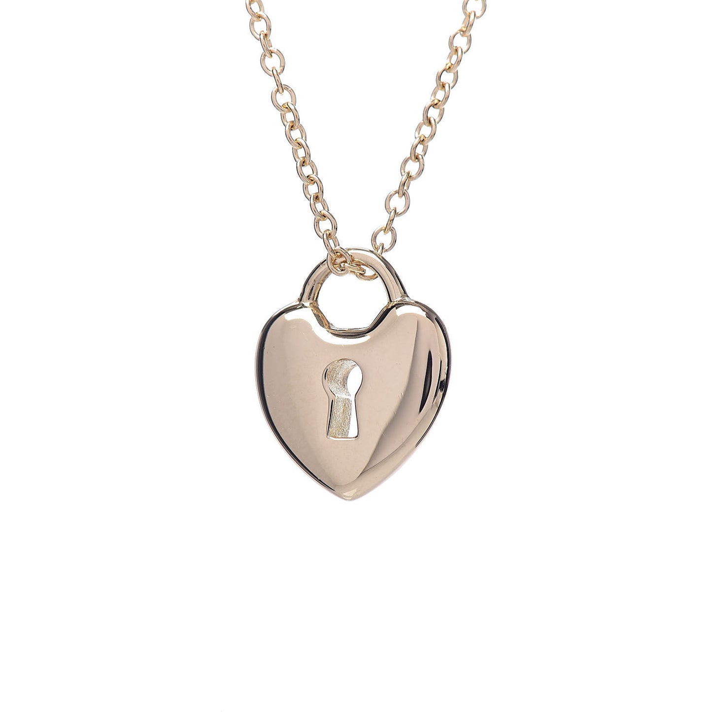 18K Yellow Gold Mini Heart Lock Pendant Necklace