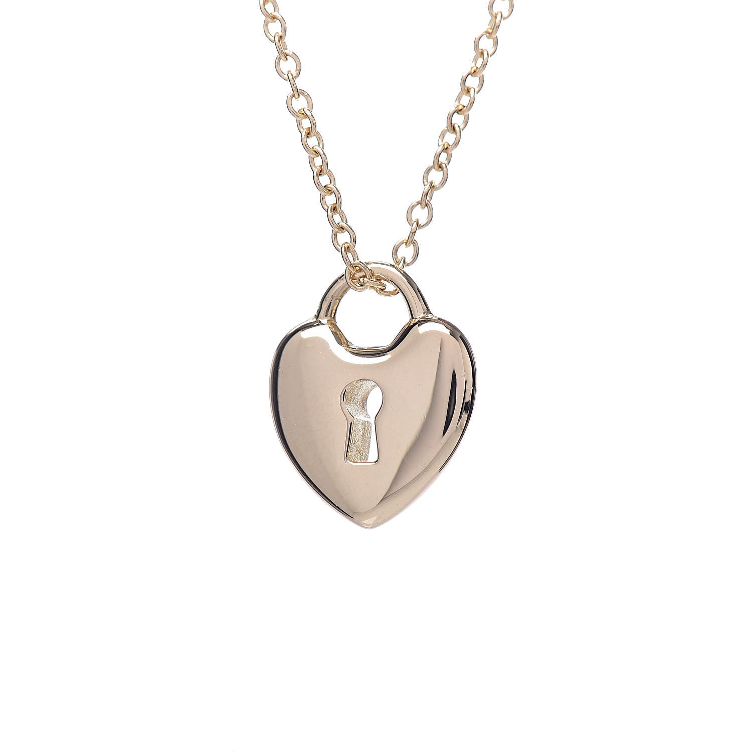 Tiffany 18K Yellow Gold Mini Heart Lock Pendant Necklace 4 of 7