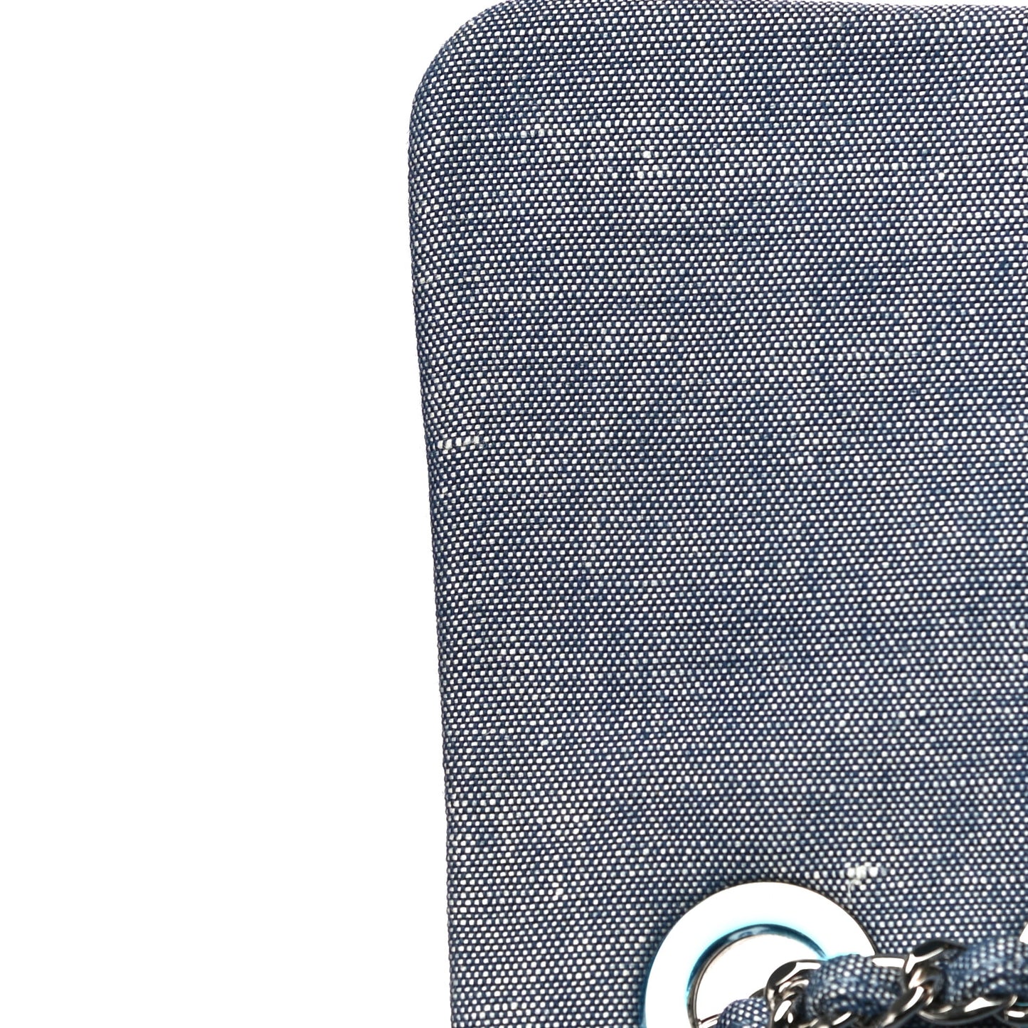 Denim Quilted Small Medallion Flap Blue