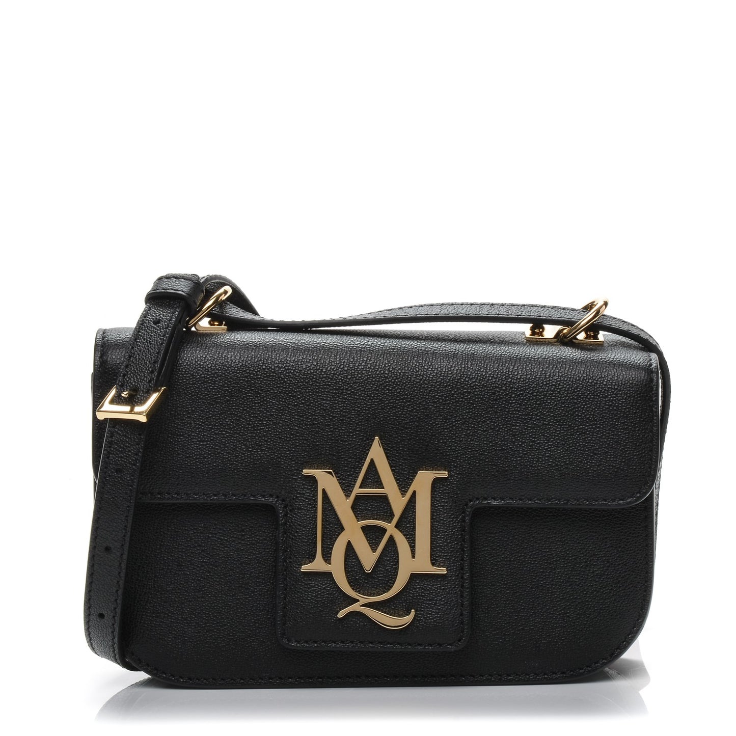 Grained Calfskin Small Insignia Flap Black