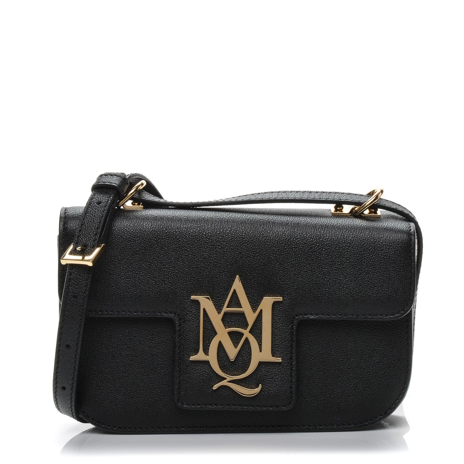 Alexander McQueen Grained Calfskin Small Insignia Flap Black 1 of 7