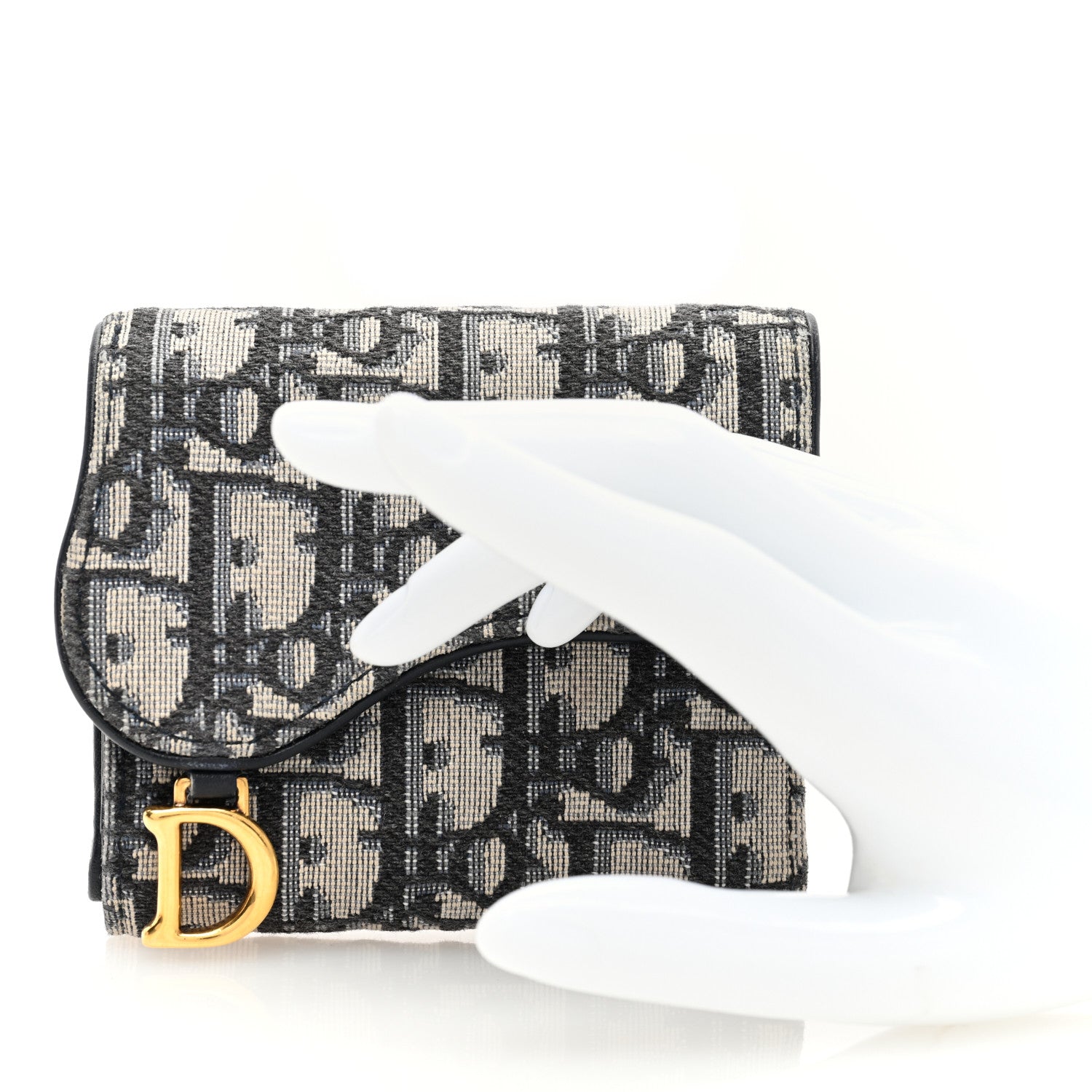 Christian Dior Oblique Saddle Lotus Wallet Blue 2 of 7
