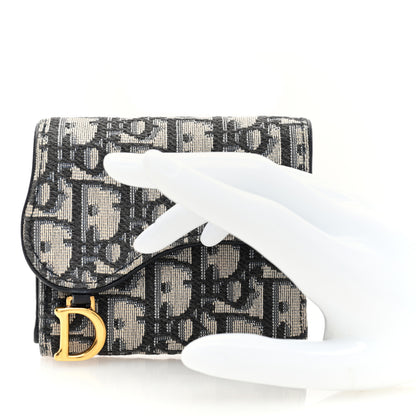 Christian Dior Oblique Saddle Lotus Wallet Blue 2 of 7