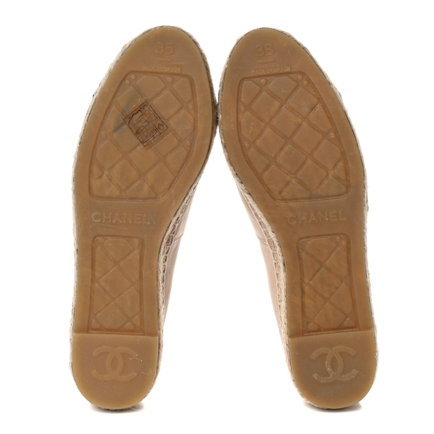Lambskin CC Espadrilles 35 Beige Black