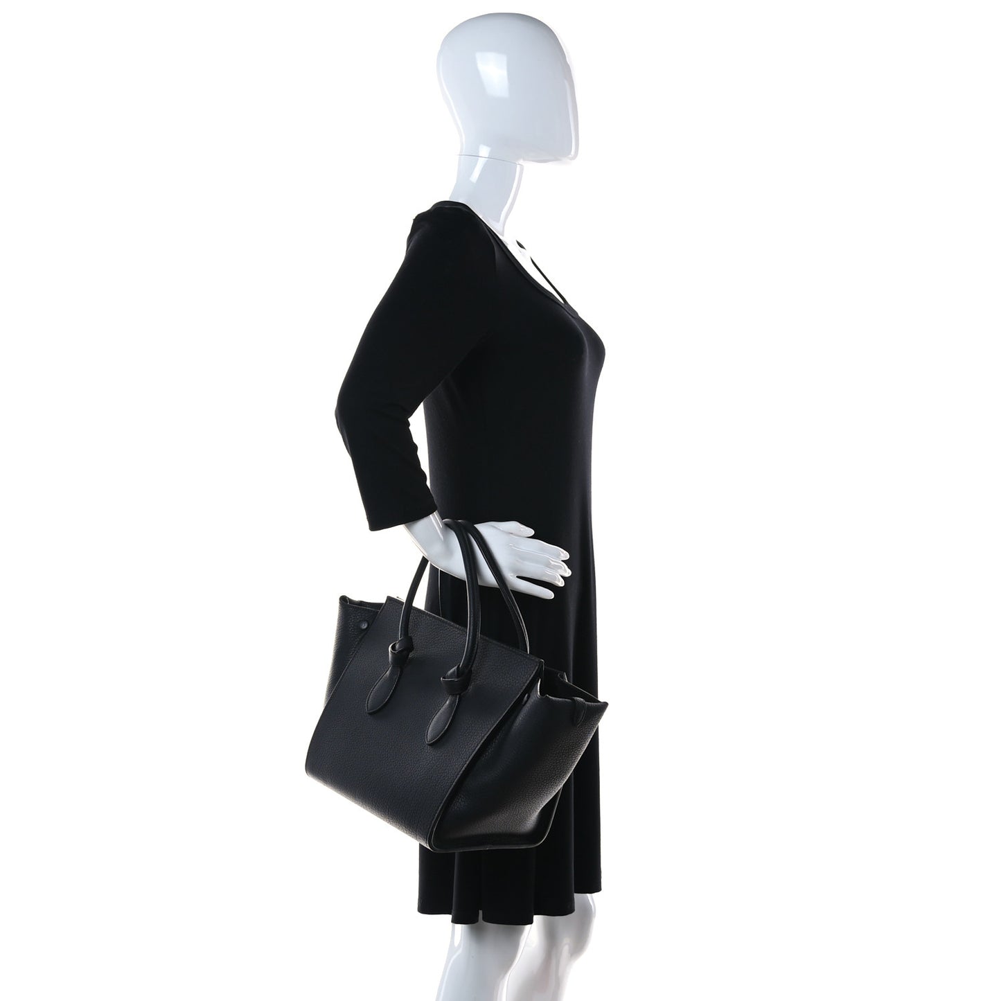 Crisped Calfskin Mini Tie Knot Tote Black