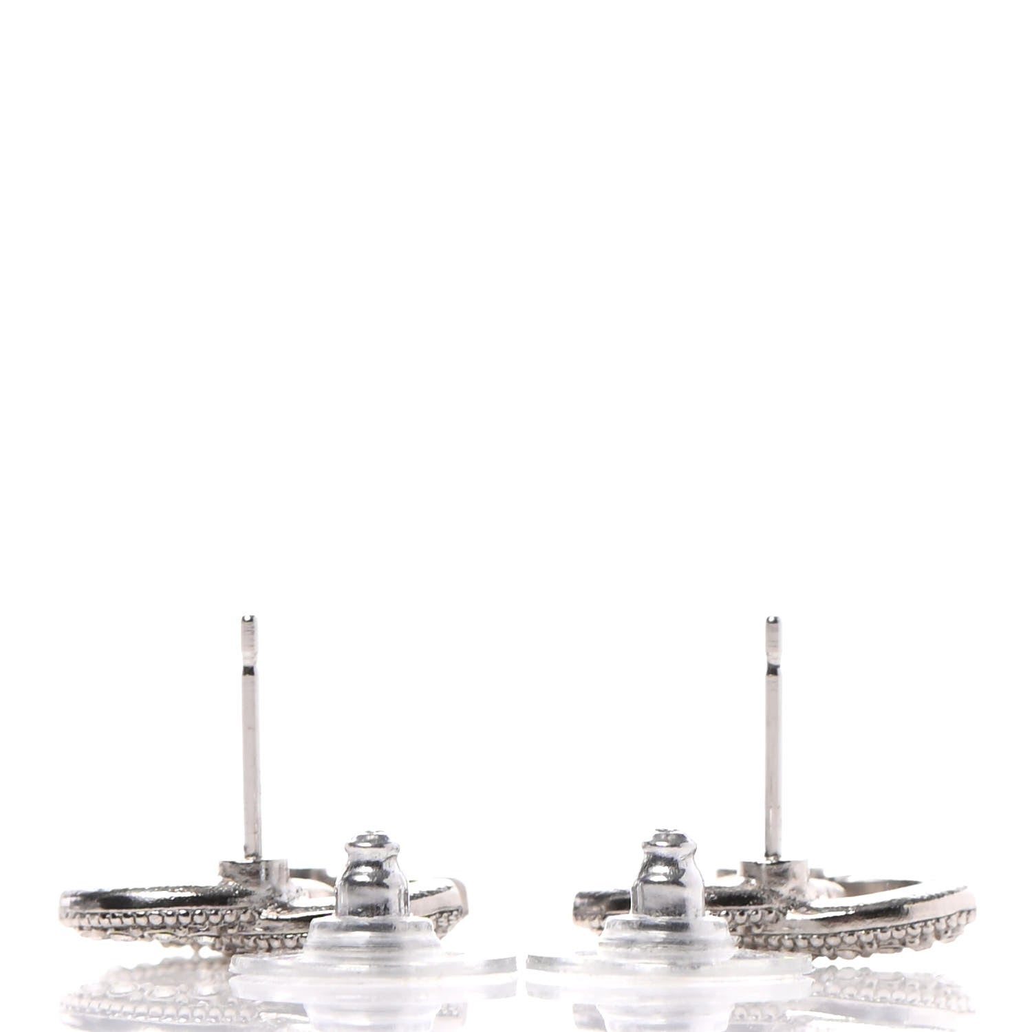 Chanel Crystal Mini Timeless CC Earrings Silver 3 of 4