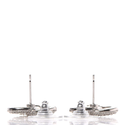 Chanel Crystal Mini Timeless CC Earrings Silver 3 of 4