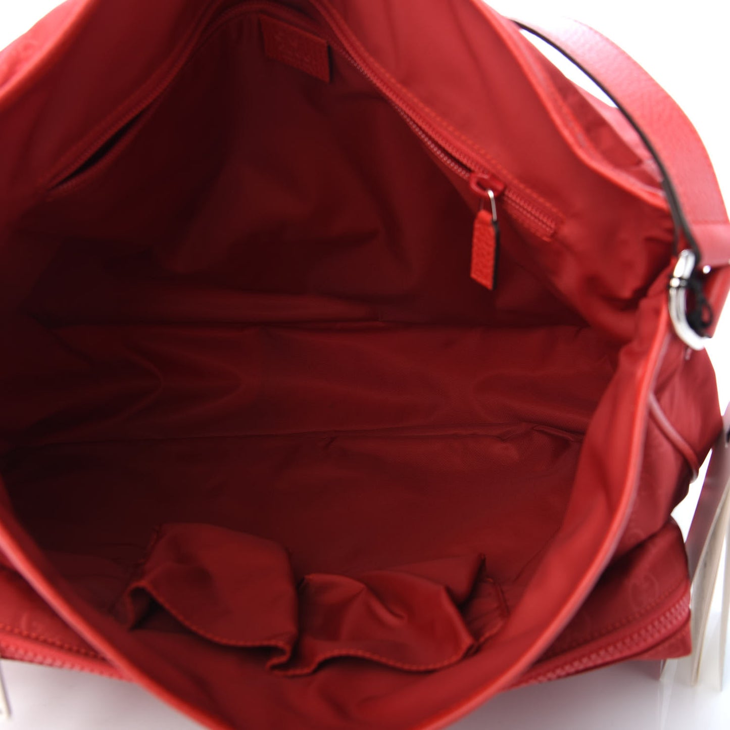 Nylon Monogram Double Buckle Flap Messenger Bag Vibrant Red