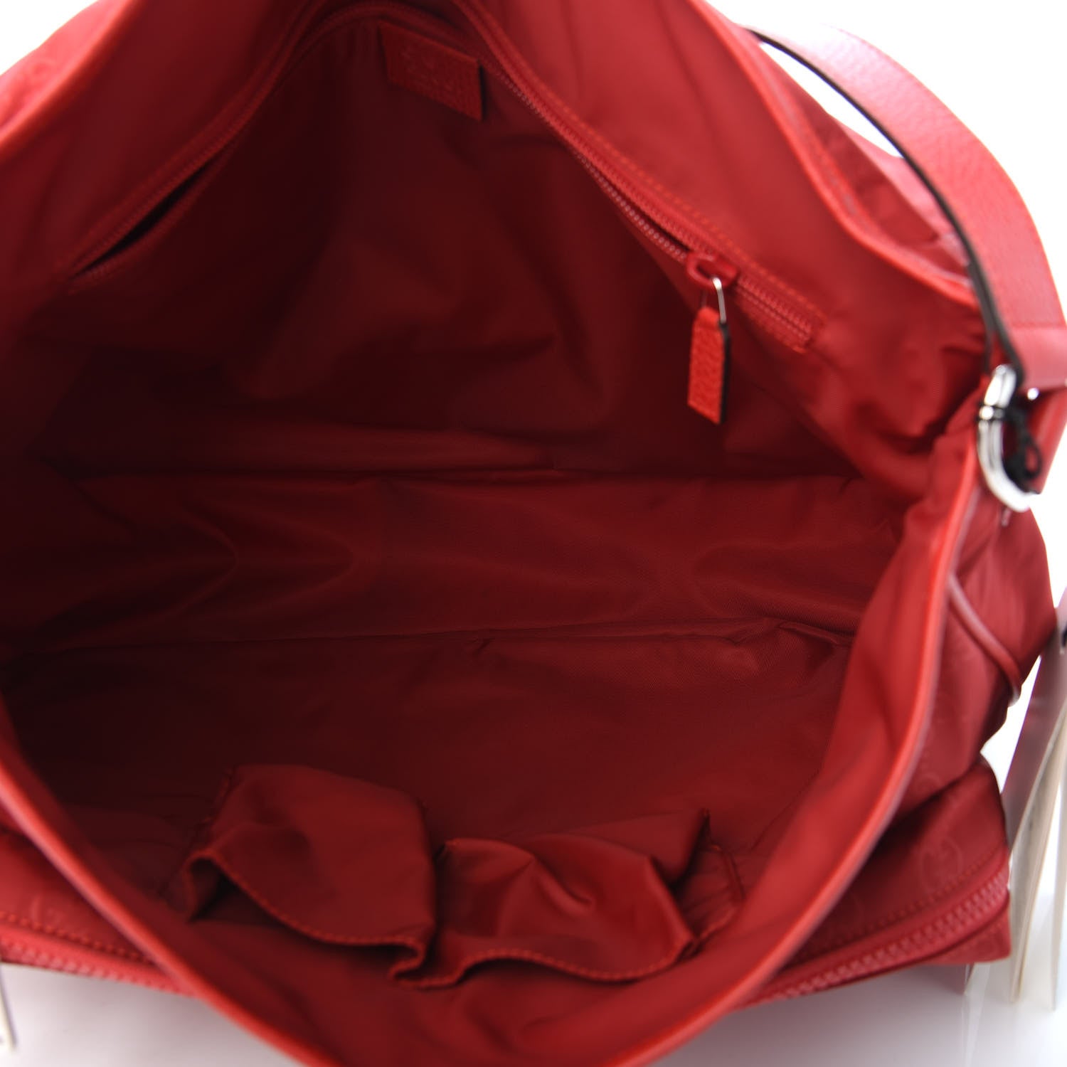 Gucci Nylon Monogram Double Buckle Flap Messenger Bag Vibrant Red 5 of 9