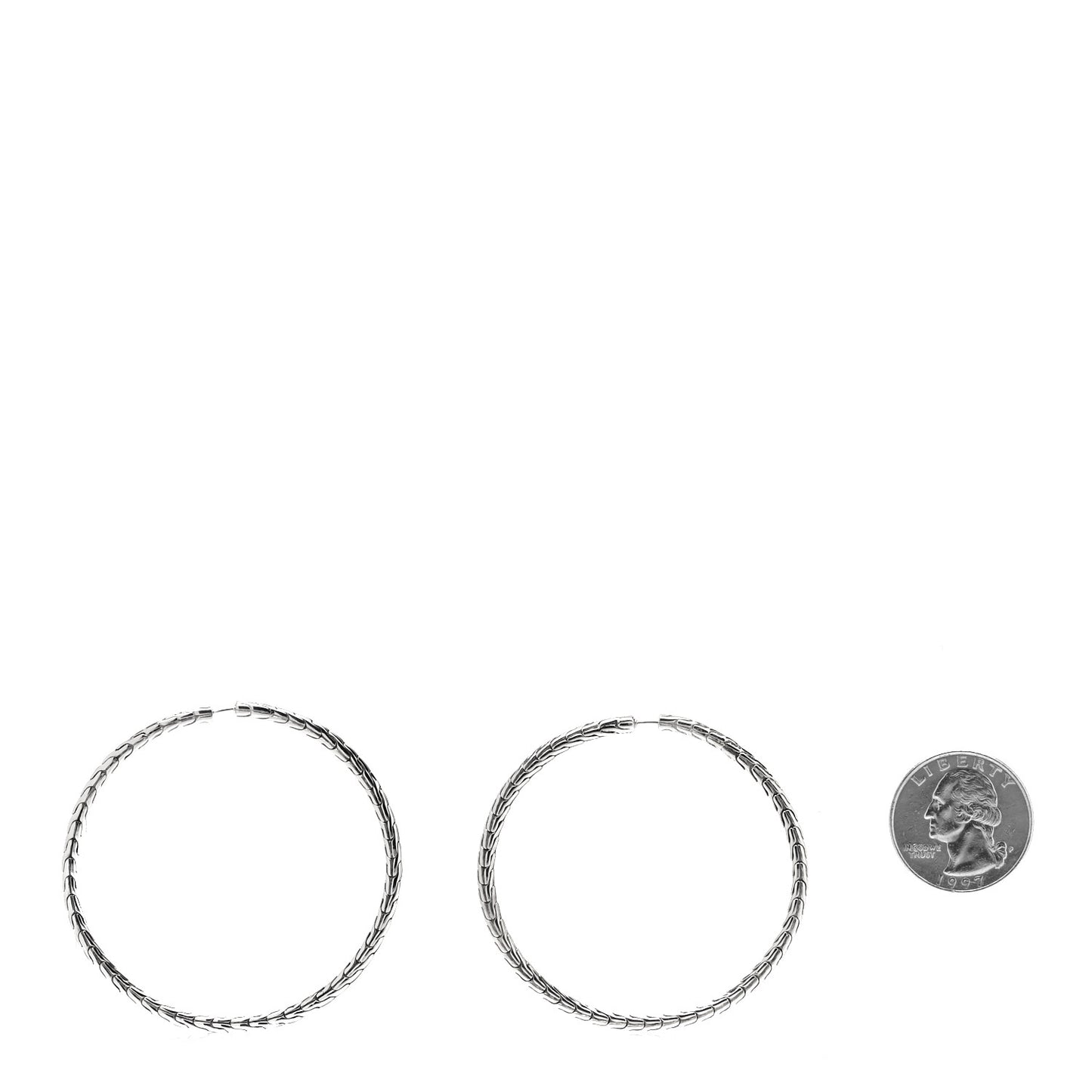 Sterling Silver Large Classic Chain Hoop Earrings