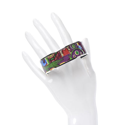 Hermes Enamel Printed Wide Animapolis Bracelet 70 Au Paradis 2 of 6