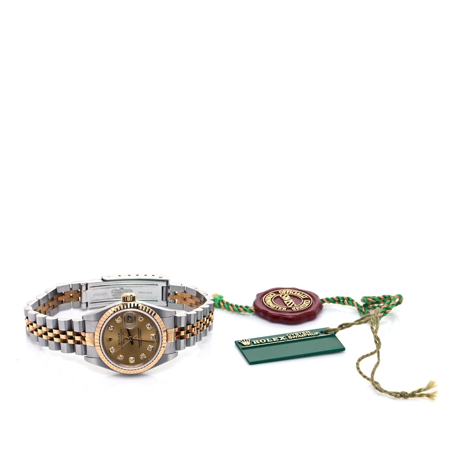 Rolex Stainless Steel 18K Yellow Gold Diamond 26mm Oyster Perpetual Datejust Watch Champagne 79173 7 of 7