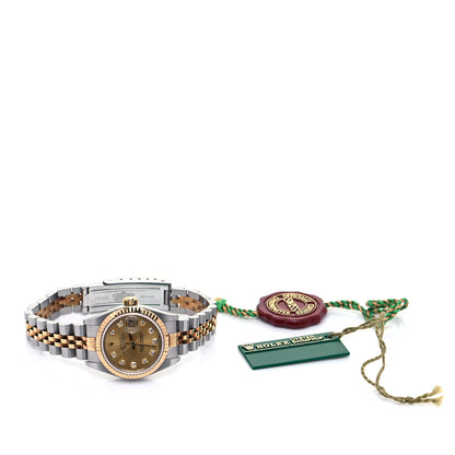Rolex Stainless Steel 18K Yellow Gold Diamond 26mm Oyster Perpetual Datejust Watch Champagne 79173 7 of 7
