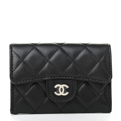 Chanel Lambskin Quilted Flap Card Holder Wallet Black 1 of 8