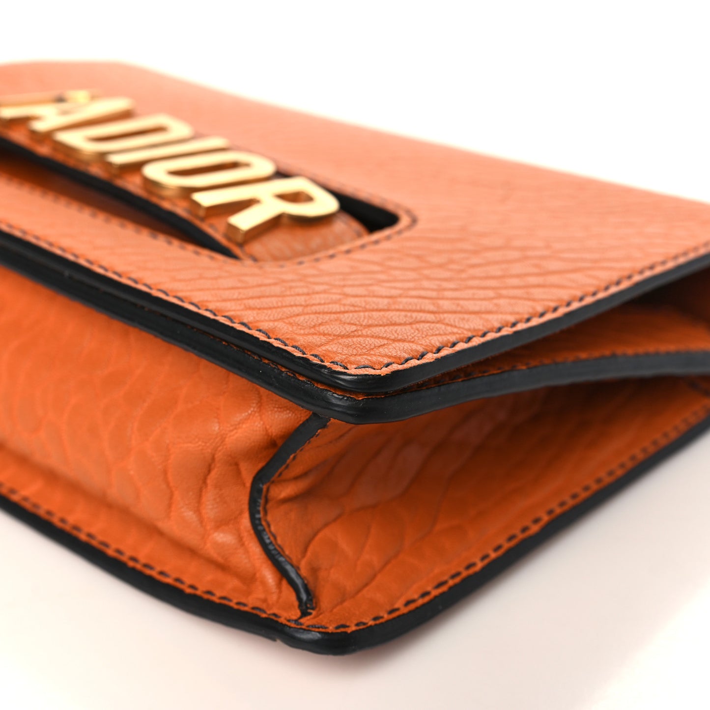 Canyon Grained Lambskin J'Adior Chain Flap Bag Orange