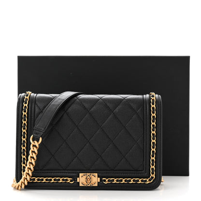 Chanel Caviar Quilted Chain Around Boy Wallet On Chain WOC Black 13 of 13