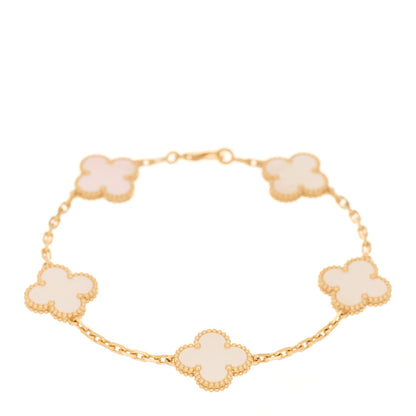 Van Cleef & Arpels 18K Yellow Gold Mother of Pearl 5 Motifs Vintage Alhambra Bracelet 1 of 5
