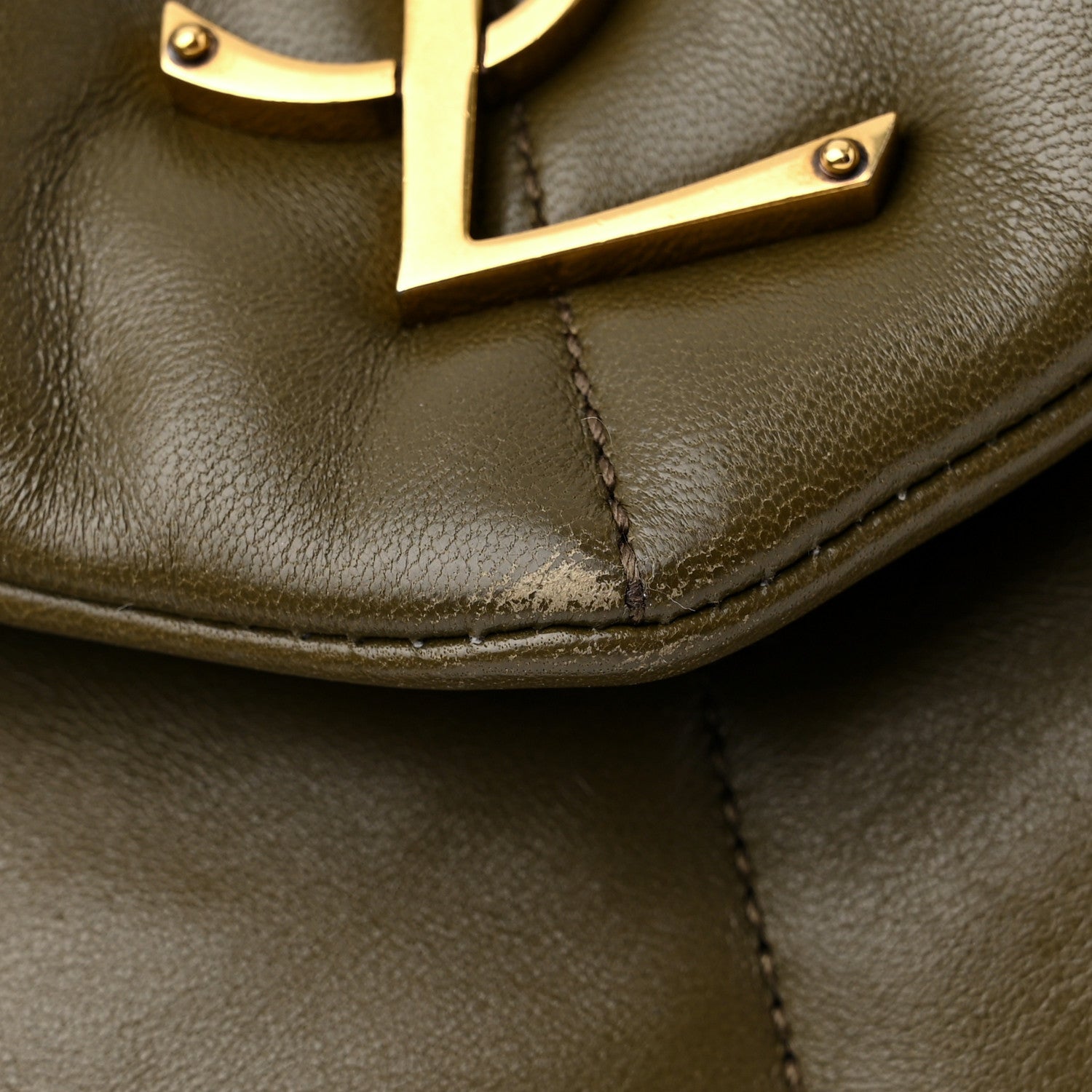 Saint Laurent Lambskin Quilted Medium Loulou Puffer Monogram Chain Satchel Seaweed 12 of 12