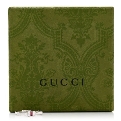 Gucci 18K White Gold Diamond Rubelite Link to Love Ring 54 6.75 7 of 7