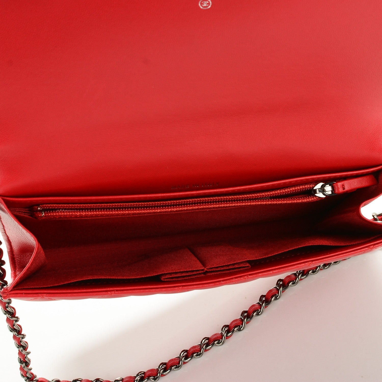 Chanel Lambskin Quilted Boy Wallet On Removable Chain WOC Red 5 of 8