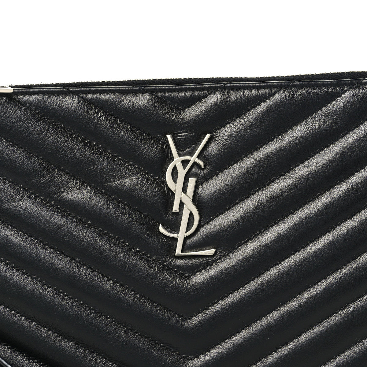 Calfskin Matelasse Chevron Monogram A5 Wristlet Black