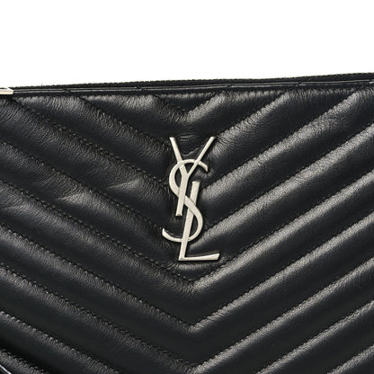 Saint Laurent Calfskin Matelasse Chevron Monogram A5 Wristlet Black 8 of 9