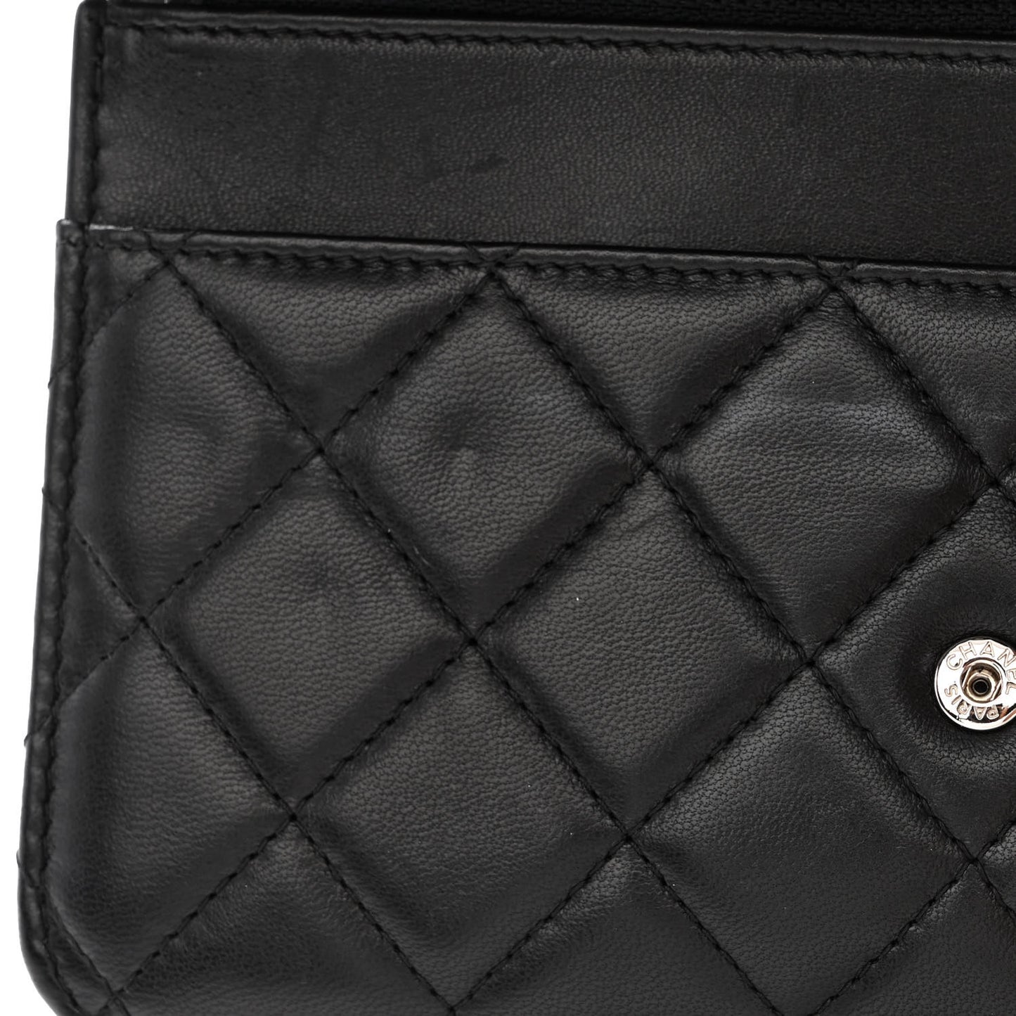 Lambskin Quilted Wallet On Chain WOC Black