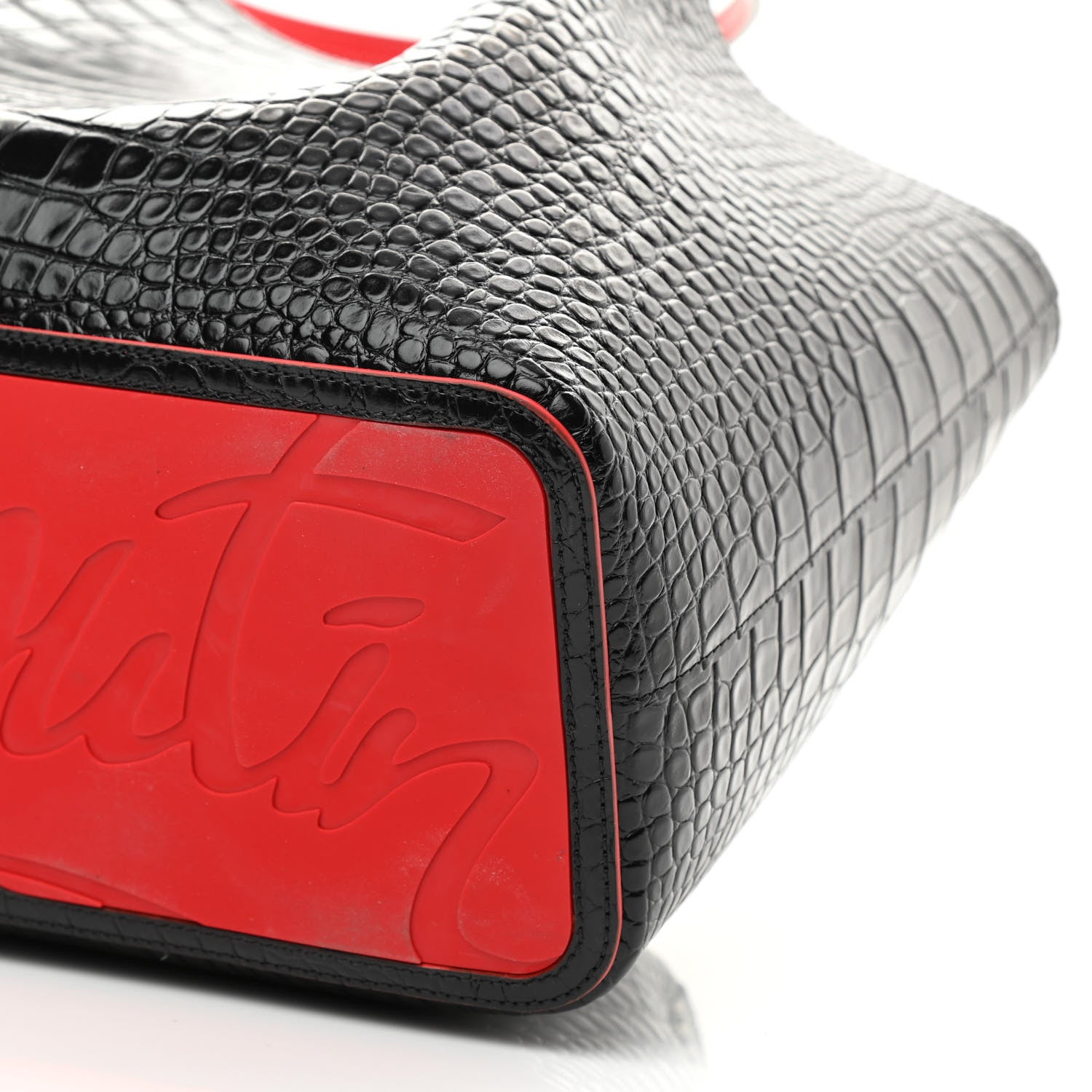 Christian Louboutin Crocodile Embossed Calfskin Spiked Cabarock Shopper Tote Black 9 of 9