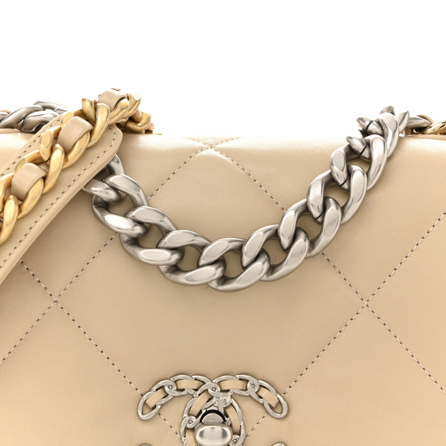 Chanel Lambskin Quilted Medium Chanel 19 Flap Beige 8 of 12