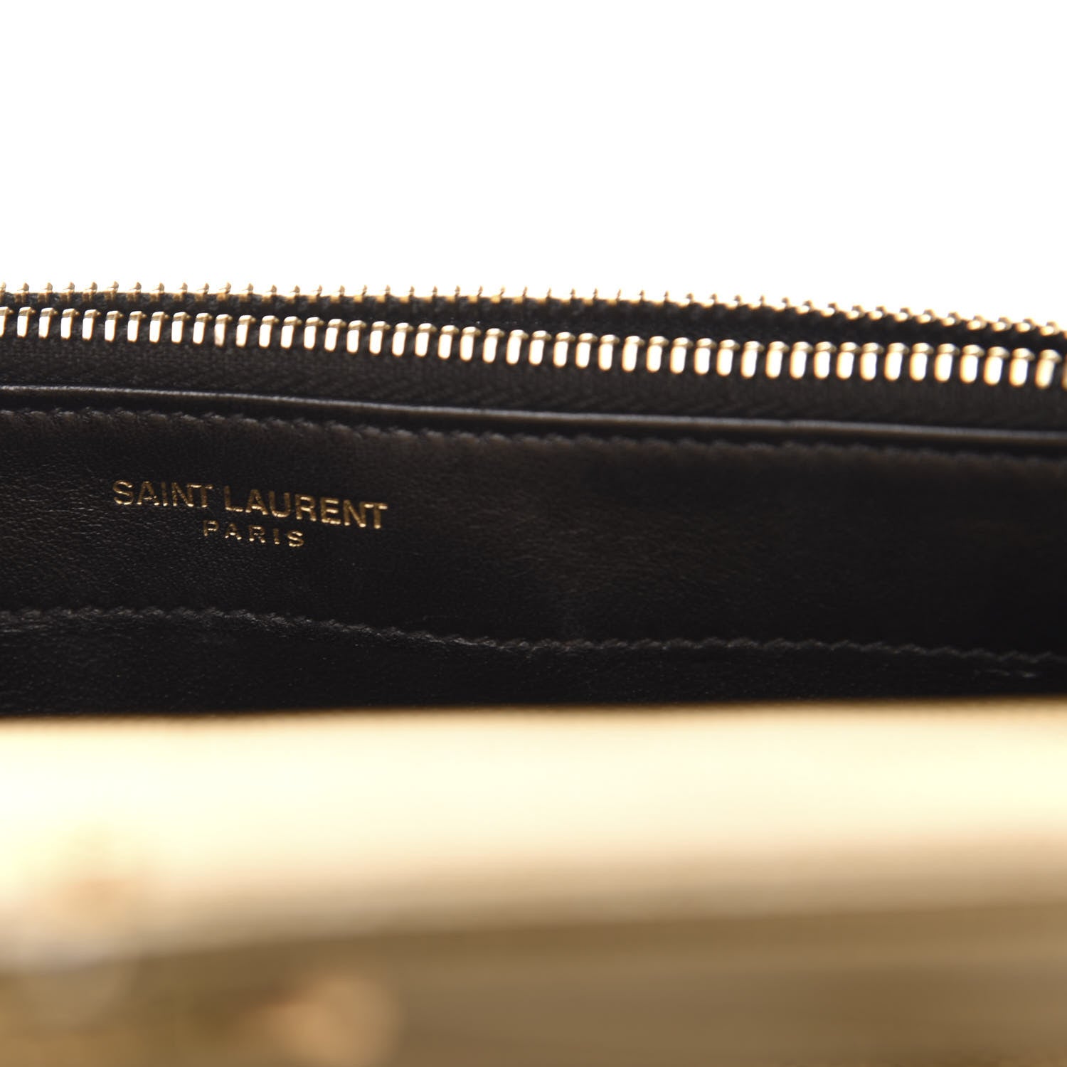 Saint Laurent Metallic Calfskin Matelasse Chevron Monogram Envelope Chain Wallet Antic Gold 7 of 12