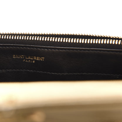 Saint Laurent Metallic Calfskin Matelasse Chevron Monogram Envelope Chain Wallet Antic Gold 7 of 12