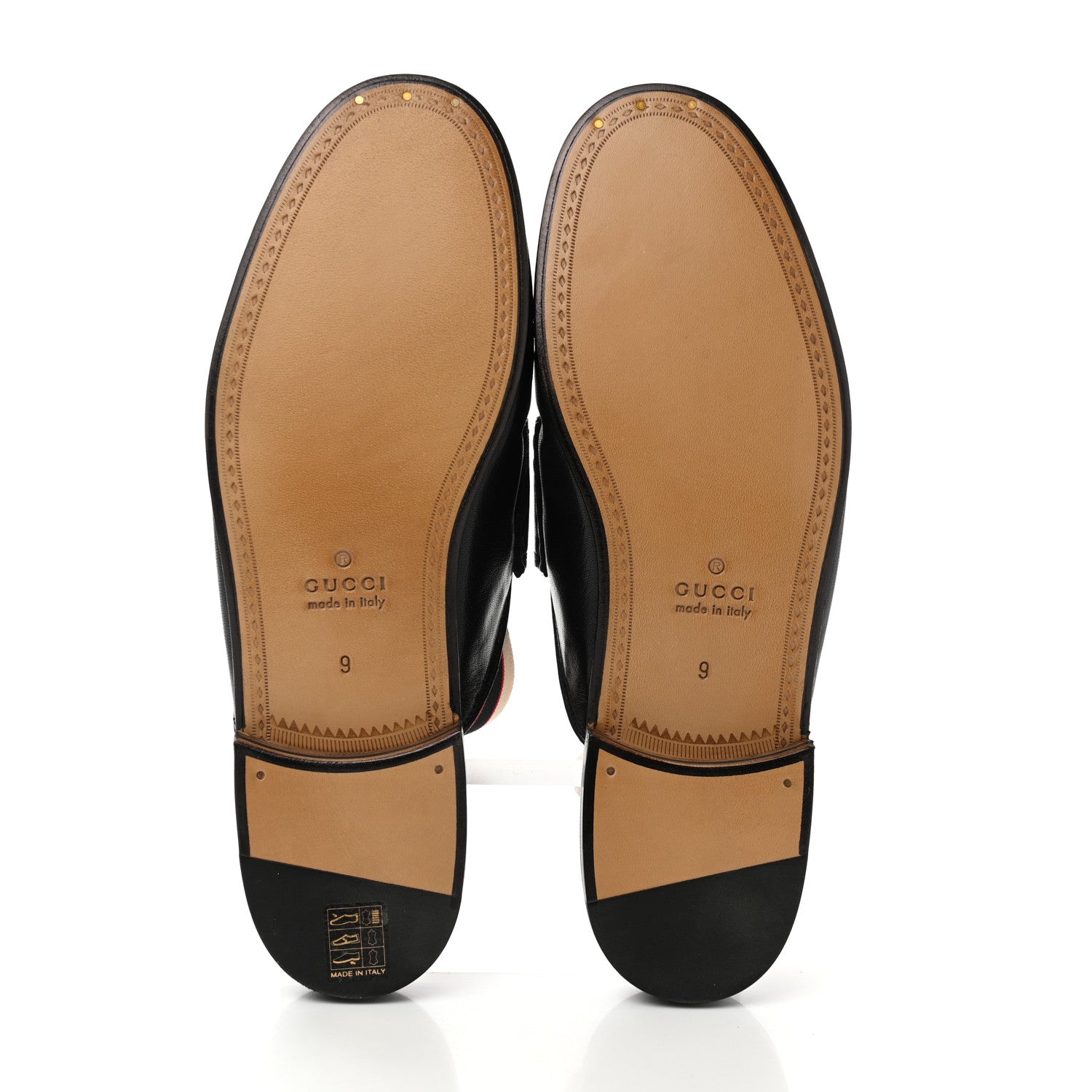 Gucci Goatskin Stripe Mens Horsebit Slingback Slippers 9 Black 5 of 9