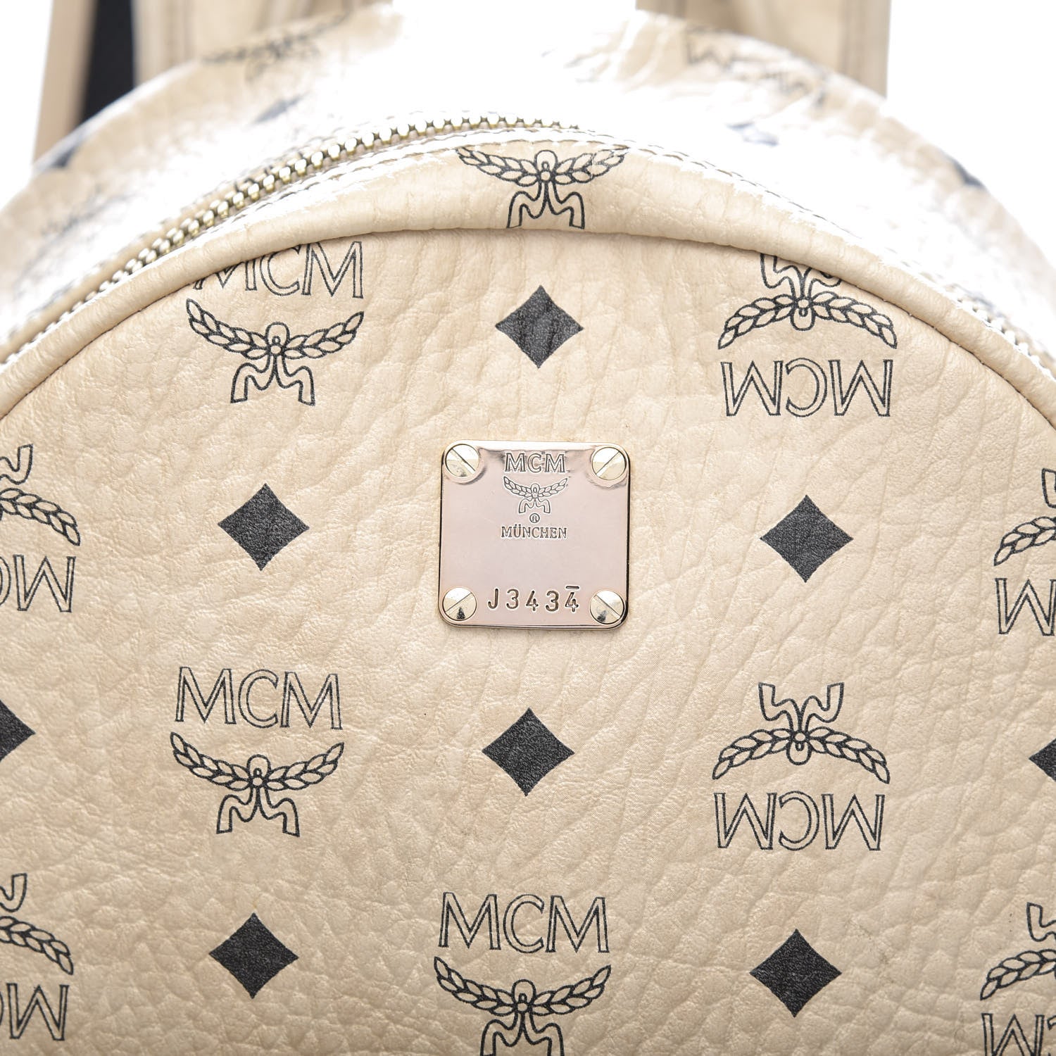 MCM Visetos Small Side Stud Stark Backpack Beige 10 of 10
