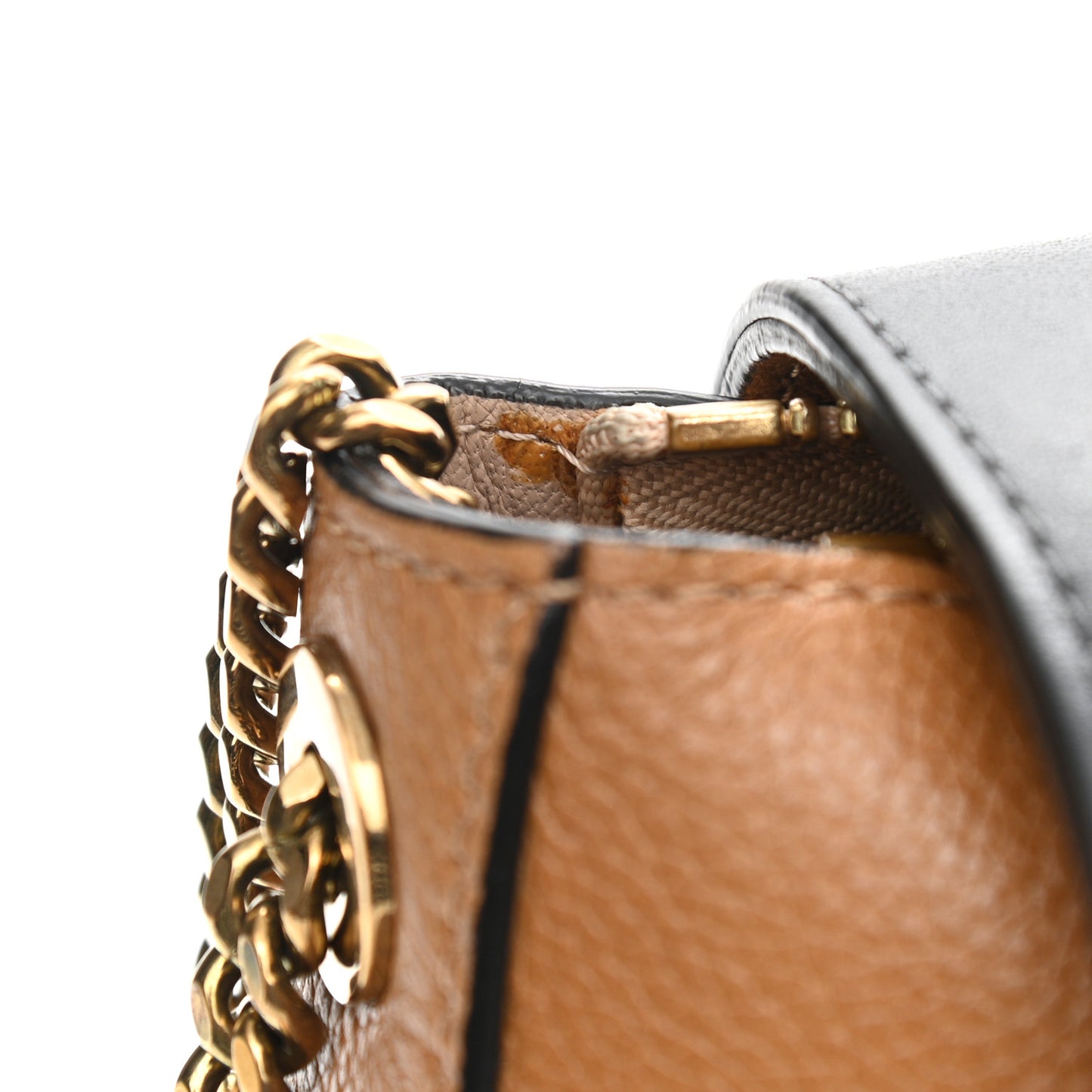 Calfskin Medium Clare Top Handle Bag Tan Black